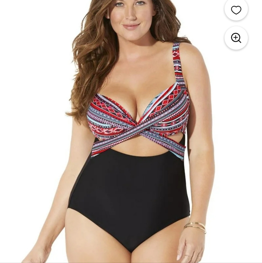Swimsuits for All NWT! Plus Size Cut Out Underwire One Piece Swimsuit